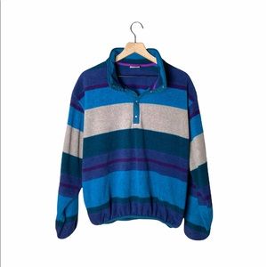 LL Bean Vintage 90s Fleece Snap Pullover Sweater